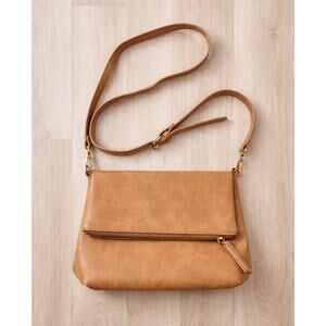 Sportsgirl Tan Faux Leather Crossbody Bag Minimalist Everyday Shoulder
